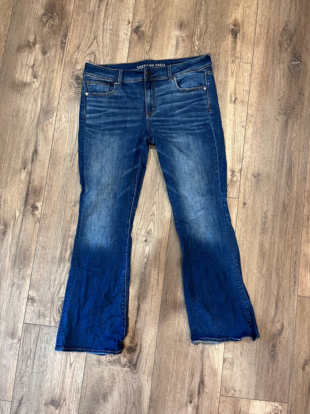 American Eagle Kick Boot Jeans Womens Size 16 Regular Super Stretch Dark Wash